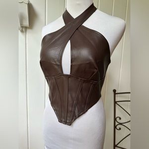 Faux Leather Halter Top